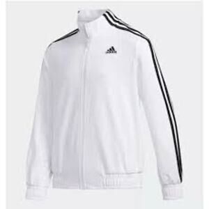 Adidas White Full Zip Track Jacket Black 3 Stripe XL 16 Athletic